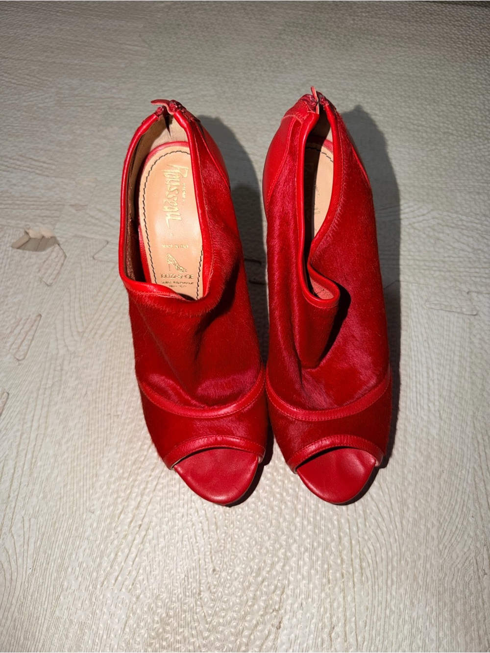 Red Peep-Toe Ankle Booties by Massimo